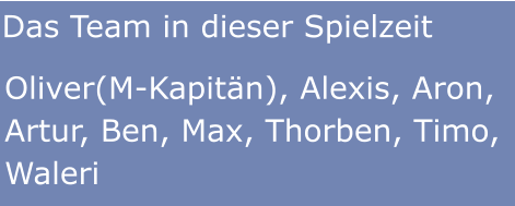 Das Team in dieser Spielzeit Oliver(M-Kapitän), Alexis, Aron, Artur, Ben, Max, Thorben, Timo, Waleri